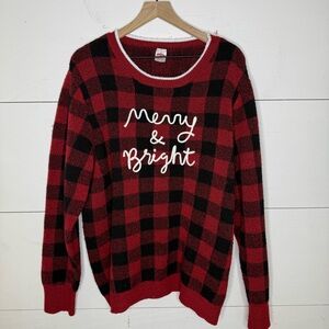 Holiday Time • Red and Black Checkered Women's Sweater Size 1X 16W/18W